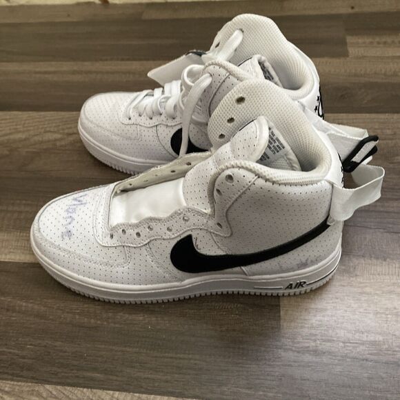 Nike Air Force 1 High White GS Shoes Black Swoosh Youth Size 4.Y 653998-102 - Picture 3 of 12